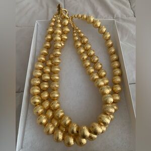 Beautiful “Diana” gold ball 3 strand necklace by designer Lisi Lerch